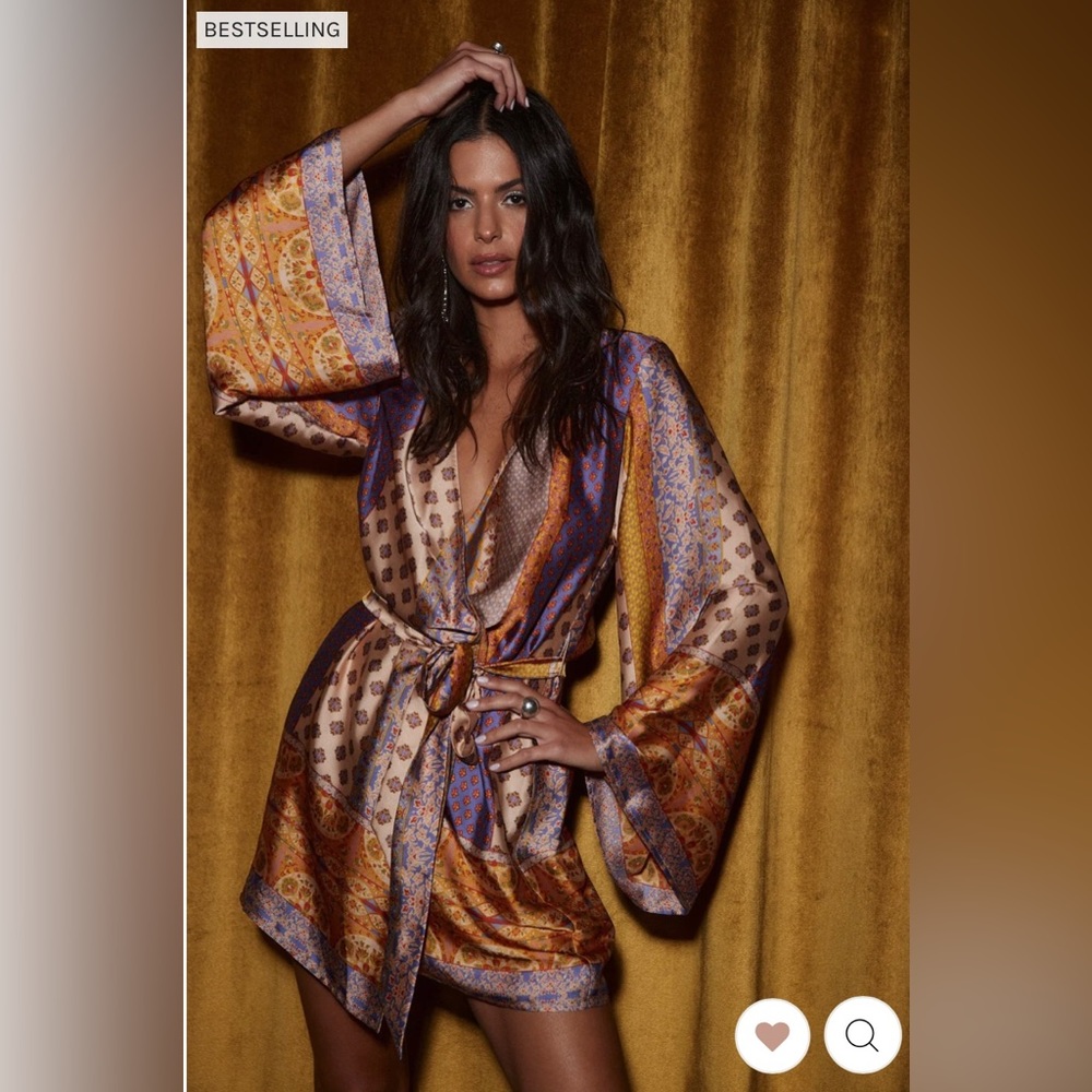 12th Tribe Multicolored Kimono Dress, Small